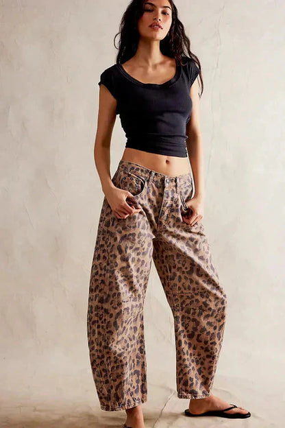 Camila – Jeans anchos estampado leopardo