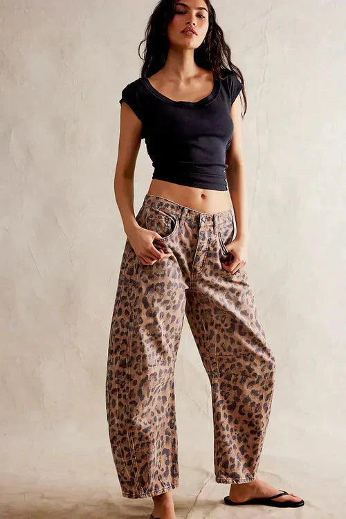 Camila – Jeans anchos estampado leopardo