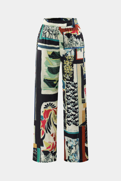 Arce | Pantalones Rectos de Cintura Alta con Estampado Floral