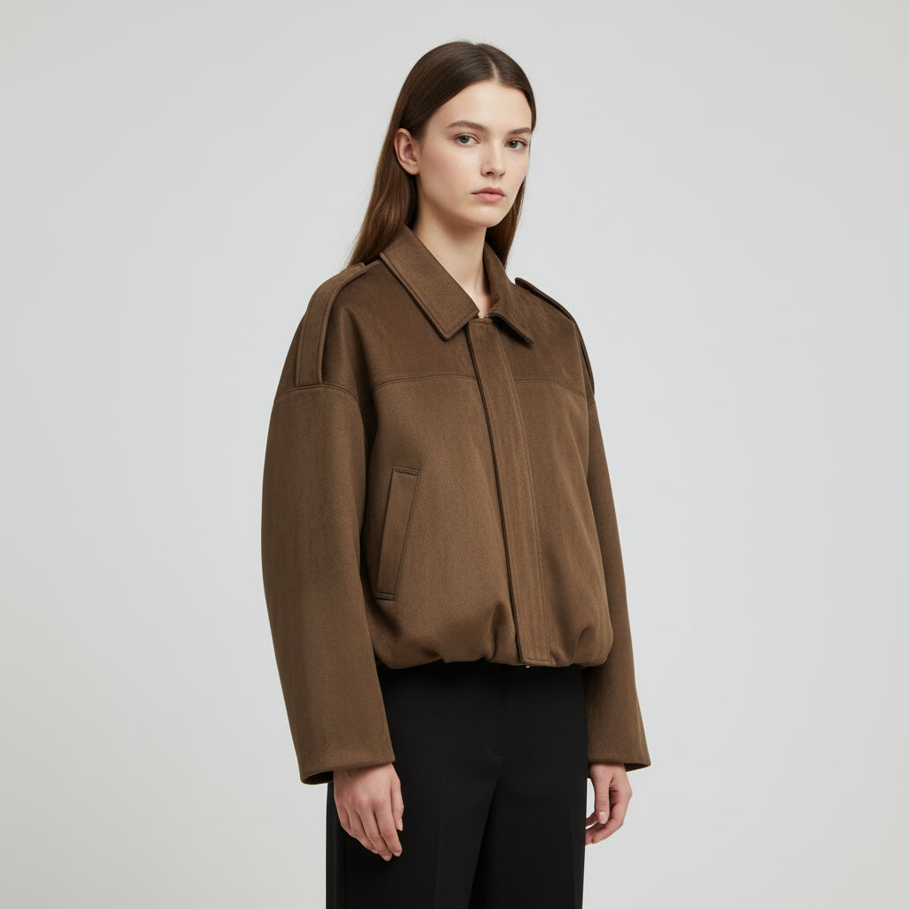 Lina | Chaqueta Suelta Suede Vintage  – Diseño Moto Clásico