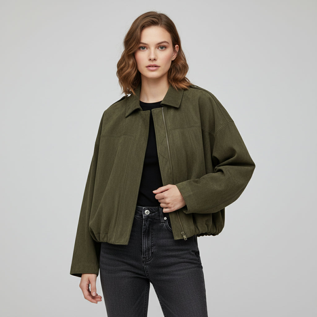 Lina | Chaqueta Suelta Suede Vintage  – Diseño Moto Clásico