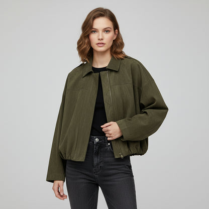 Lina | Chaqueta Suelta Suede Vintage  – Diseño Moto Clásico