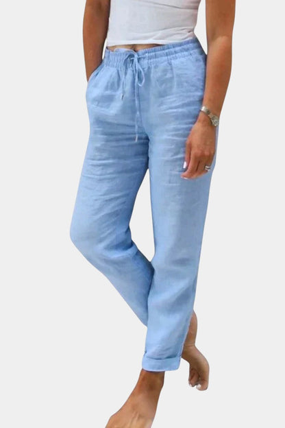Violeta | Pantalones de Lino Mezclado Ajuste Relajado