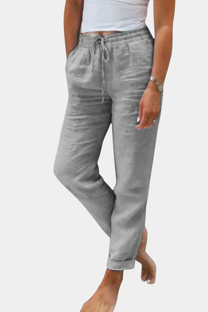 Violeta | Pantalones de Lino Mezclado Ajuste Relajado