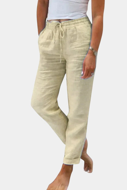 Violeta | Pantalones de Lino Mezclado Ajuste Relajado