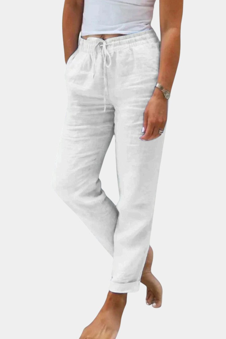 Violeta | Pantalones de Lino Mezclado Ajuste Relajado