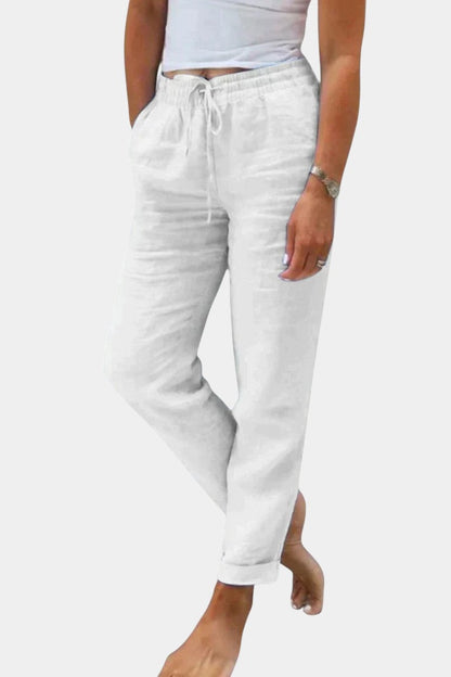 Violeta | Pantalones de Lino Mezclado Ajuste Relajado