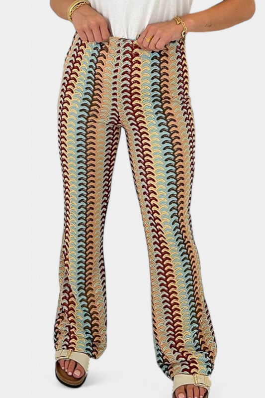 Carlie | Pantalón Acampanado Estampado Retro