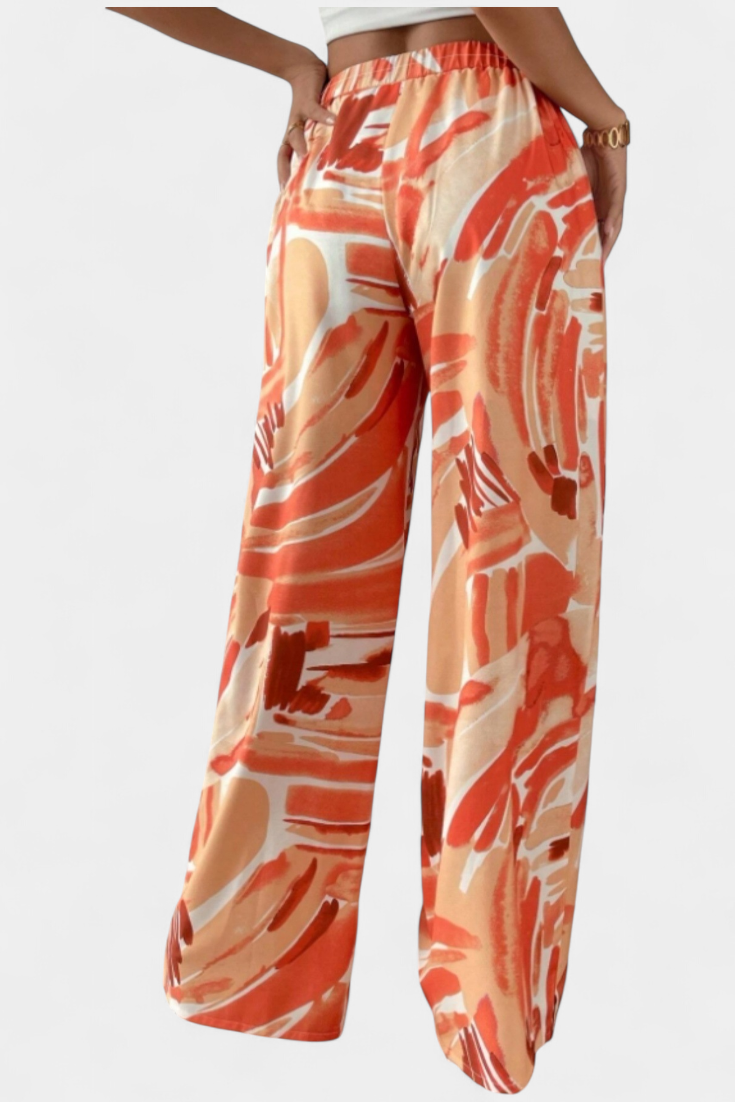 Senda | Pantalones de Pierna Ancha con Estampado Abstracto