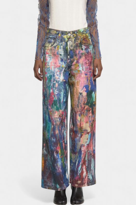 Rana | Pantalones Vaqueros de Pierna Ancha con Estampado Artístico